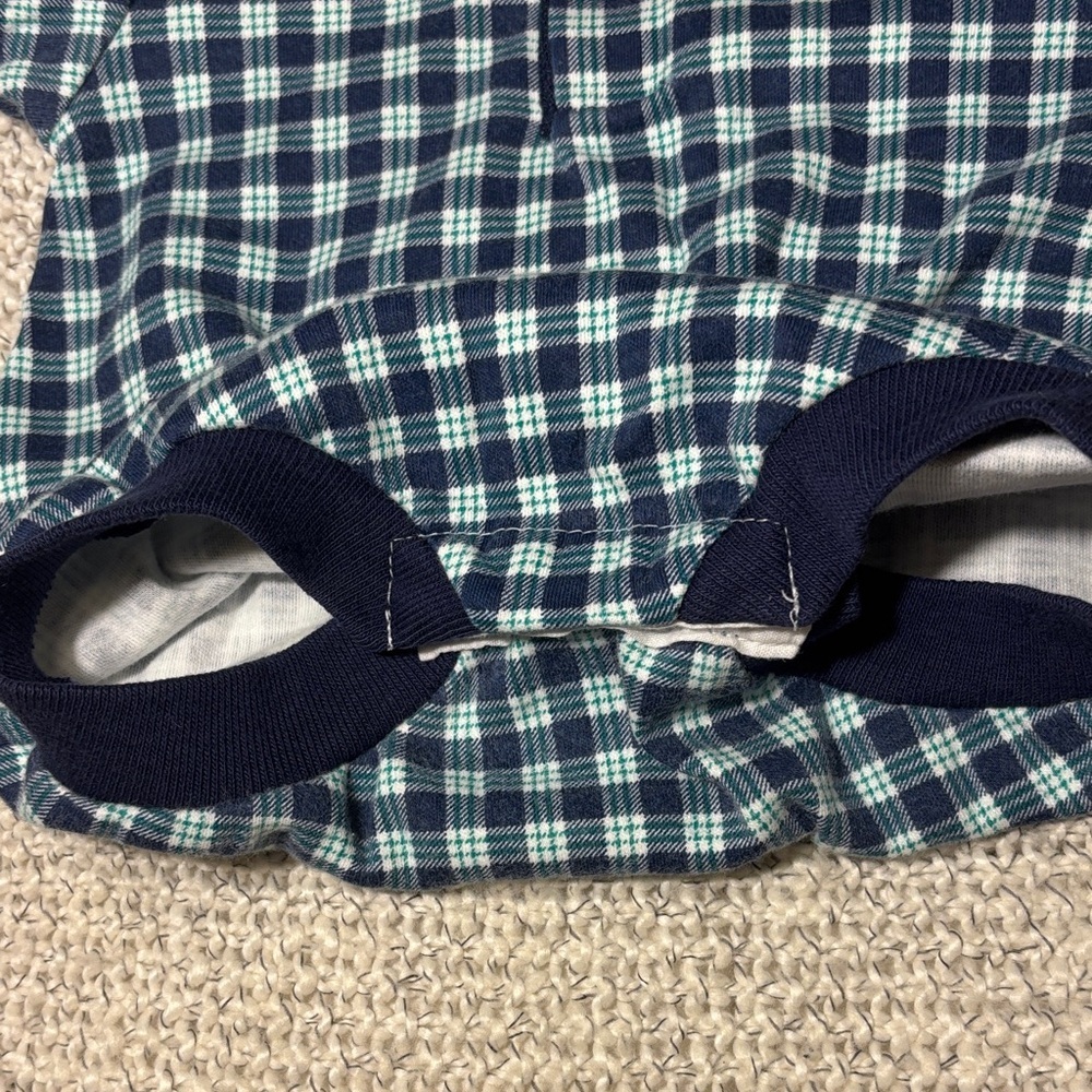 Vintage 80s/90s HealthTex Baby Romper Gingham Navy Embroidered Sailor Dog - Picture 7 of 10
